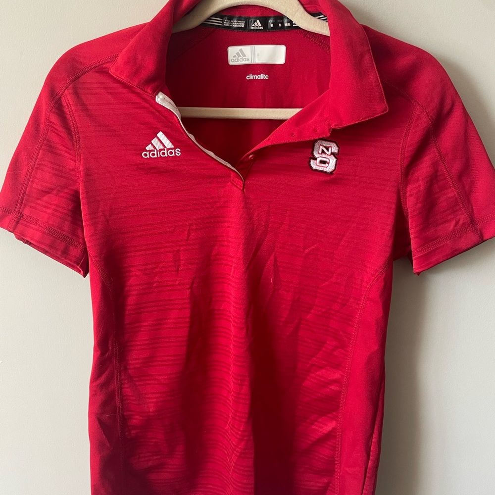Adidas Red NC State Polo Shirt